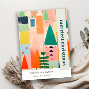 Cartes Pour Fêtes Annuelles Paysage de Noël Abstrait et coloré