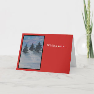 Cartes Pour Fêtes Annuelles Paysage de Noël en rouge
