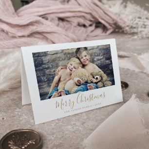 Cartes Pour Fêtes Annuelles Paysage de Noël minimaliste Gold Joyeux