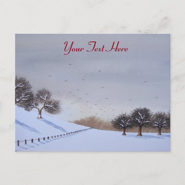 Cartes Pour Fêtes Annuelles Paysage de Noël rural paysage de neige art (Devant)