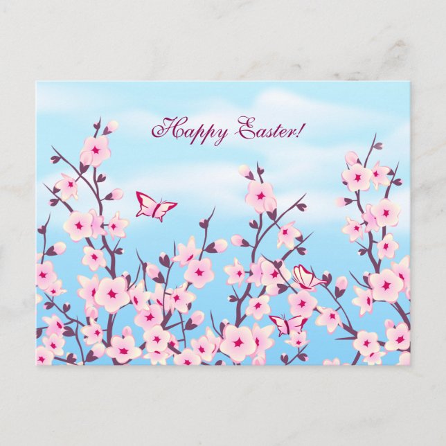 Cartes Pour Fêtes Annuelles Paysage des fleurs de cerisiers (Devant)