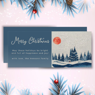 Cartes Pour Fêtes Annuelles Paysage d'hiver et Lune Joyeux Noël