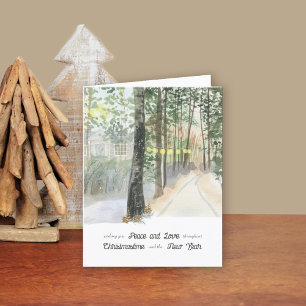 Cartes Pour Fêtes Annuelles Paysage d'hiver Paix et amour Noël