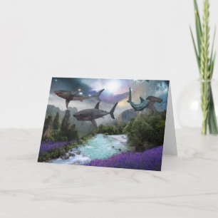Cartes Pour Fêtes Annuelles Paysage Fantastique Grand Requin Blanc Marteau