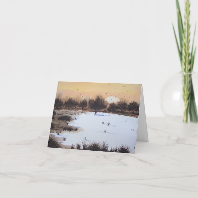 Cartes Pour Fêtes Annuelles Paysage hivernal de la neige pour Noël (Devant)