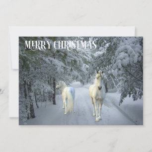 Cartes Pour Fêtes Annuelles Paysage hivernal fantastique de licorne de Noël