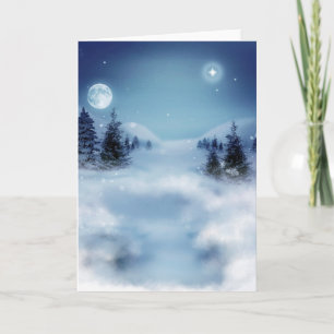 Cartes Pour Fêtes Annuelles Paysage hivernal merveilleux la nuit