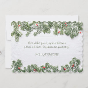 Cartes Pour Fêtes Annuelles Paysage hivernal merveilleux Noël Calligraphie Pin