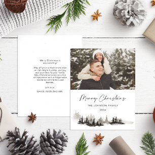 Cartes Pour Fêtes Annuelles Paysage hivernal monochrome de Noël