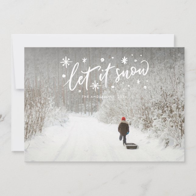 Cartes Pour Fêtes Annuelles Paysage Laisser neiger Lettres de Noël Photo (Devant)