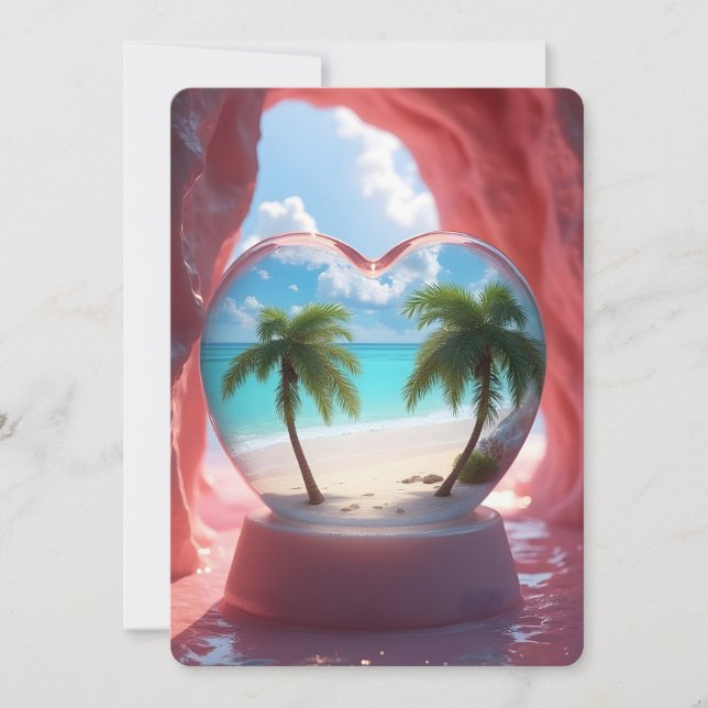 Cartes Pour Fêtes Annuelles Paysage marin du Coeur Tropical (Devant)
