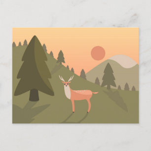 Cartes Pour Fêtes Annuelles Paysage Montagne des Cerfs Nature Parc sauvage Cou
