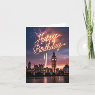 Cartes Pour Fêtes Annuelles Paysage urbain de Londres avec vœu d'anniversaire