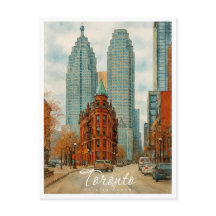 Paysage urbain de Toronto Canada Aquarelle vintage
