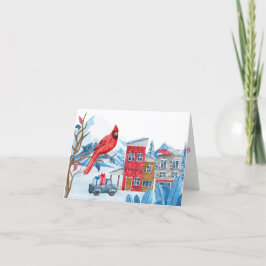 Cartes Pour Fêtes Annuelles Paysage urbain d'une ville en plein hiver