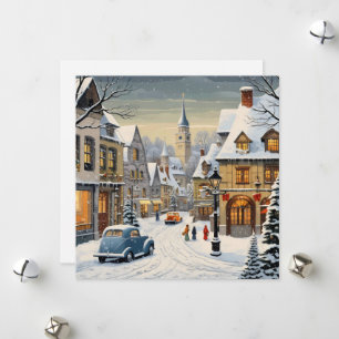 Cartes Pour Fêtes Annuelles Paysage urbain hivernal rétro