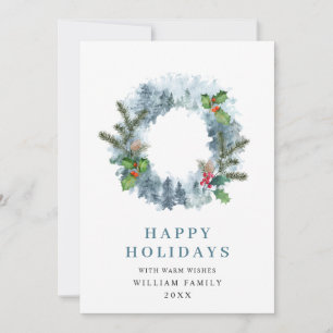 Cartes Pour Fêtes Annuelles Paysage Wreath Fête de Noël Salutation