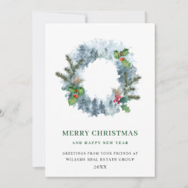 Cartes Pour Fêtes Annuelles Paysage Wreath Holiday Salutation d'entreprise