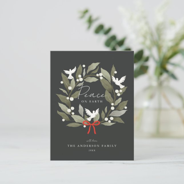 Cartes Pour Fêtes Annuelles Peace Doses et bow Joyeux Noël (Debout devant)