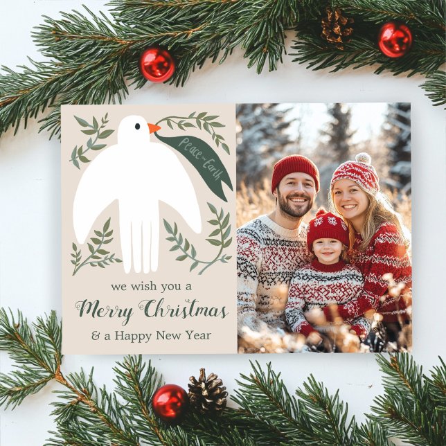 Cartes Pour Fêtes Annuelles Peace Dove Christmas PHOTO PERSONNALISÉE (Peace Dove Christmas Holiday CUSTOM PHOTO
)
