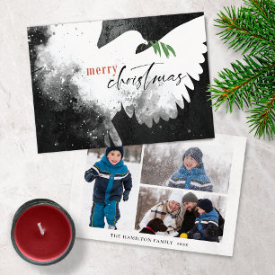 Cartes Pour Fêtes Annuelles Peace Dove Photo Joyeux Noël Noir Blanc