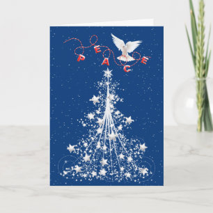 Cartes Pour Fêtes Annuelles Peace Dove With Star Christmas Tree