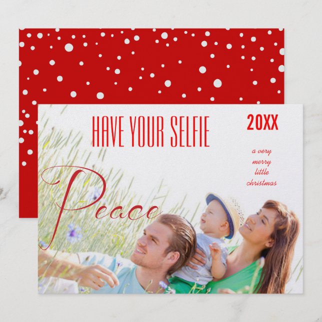 Cartes Pour Fêtes Annuelles Peace Holiday Ayez Votre Selfie et Très Joyeux (Devant / Derrière)