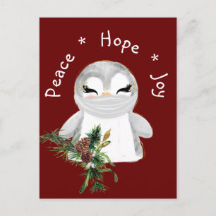 Cartes Pour Fêtes Annuelles Peace Hope Joy Pingouin masqué