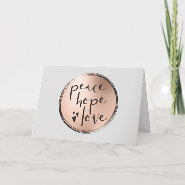 Cartes Pour Fêtes Annuelles Peace Hope Love Chic Simple Rose Gold Business (Devant)