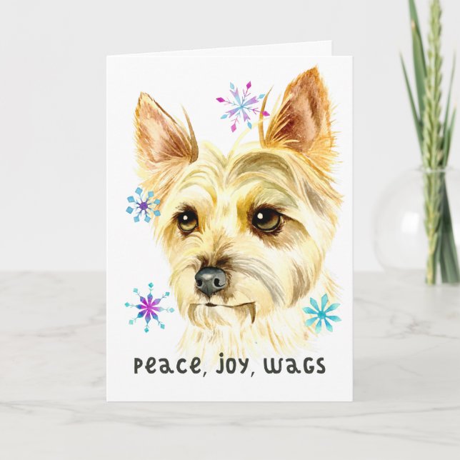 Cartes Pour Fêtes Annuelles Peace Joies Wags Christmas Yorkshire Terrier Chien (Devant)