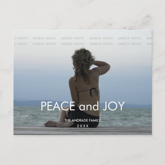 Cartes Pour Fêtes Annuelles Peace Joy Vacances Photo Simple voeux de Noël (Devant)