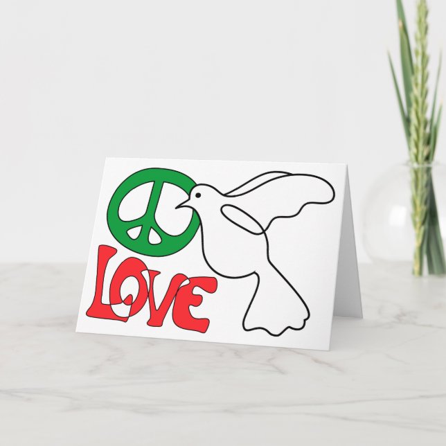 Cartes Pour Fêtes Annuelles Peace Love and a Dove Holiday Greeting Card (Devant)