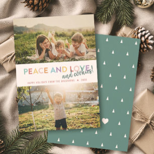 Cartes Pour Fêtes Annuelles Peace Love and Cookies Fun 2 Photo Rainbow