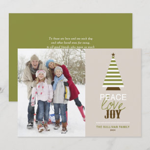 Cartes Pour Fêtes Annuelles Peace Love and Joy Christmas Tree Photo verte