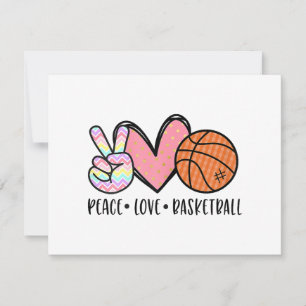 Cartes Pour Fêtes Annuelles Peace Love Basketball Coeur pour les Ados entre