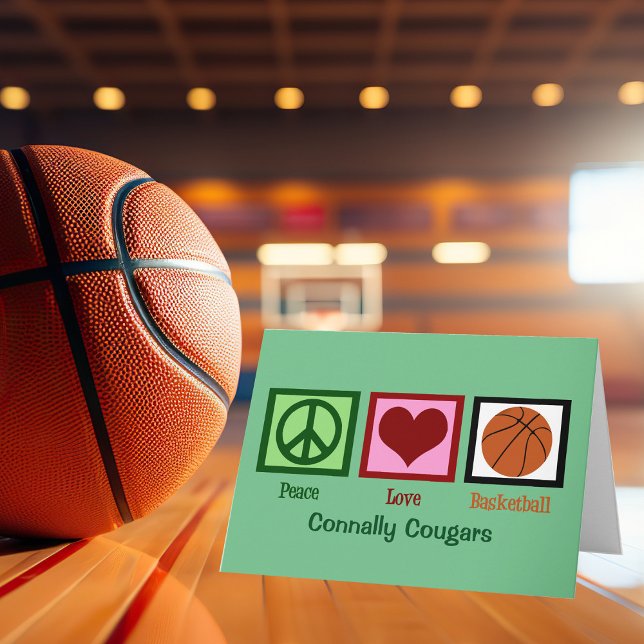 Cartes Pour Fêtes Annuelles Peace Love Basketball Custom Team Green Christmas (Créateur téléchargé)