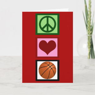 Cartes Pour Fêtes Annuelles Peace Love Basketball mignon rouge