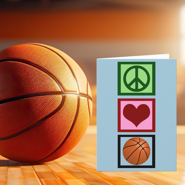 Cartes Pour Fêtes Annuelles Peace Love Basketball vertical (Créateur téléchargé)
