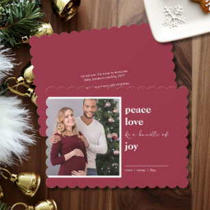 Cartes Pour Fêtes Annuelles Peace Love Bundle of Joy Carré Photo Noël