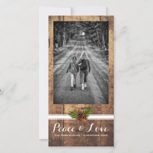 Cartes Pour Fêtes Annuelles Peace Love Christmas Full Photo Bois Pinecones