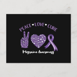 Cartes Pour Fêtes Annuelles Peace Love Cure Migraine Awareness Ruban