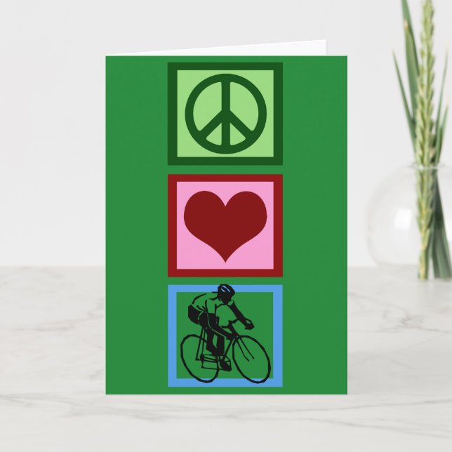 Cartes Pour Fêtes Annuelles Peace Love Cyclist Green Christmas (Devant)