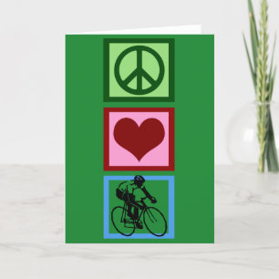 Cartes Pour Fêtes Annuelles Peace Love Cyclist Green Christmas