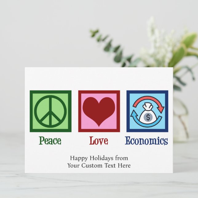 Cartes Pour Fêtes Annuelles Peace Love Economist Noël (Debout devant)