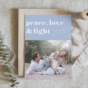 Cartes Pour Fêtes Annuelles Peace Love et Light Blue Hanoukka Photo
