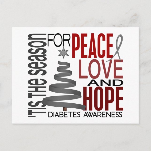 Cartes Pour Fêtes Annuelles Peace Love Hope Christmas Holiday Diabetes (Devant)