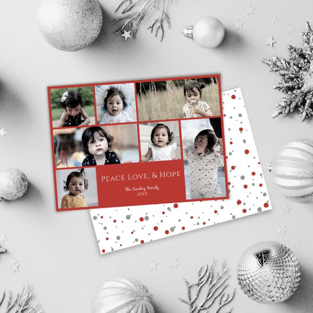 Cartes Pour Fêtes Annuelles Peace Love Hope Photo Christmas Holiday Card (Créateur téléchargé)