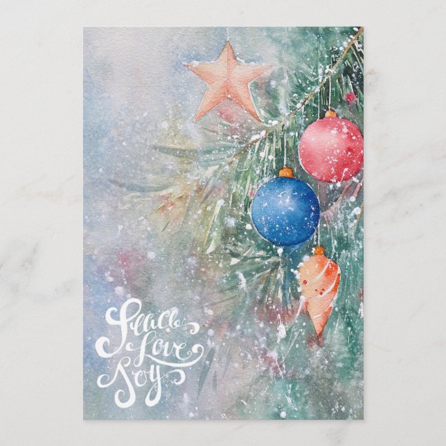 Cartes Pour Fêtes Annuelles Peace Love Joy (Devant)
