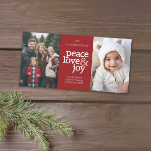 Cartes Pour Fêtes Annuelles Peace Love Joy - 2 Photo - points rouges