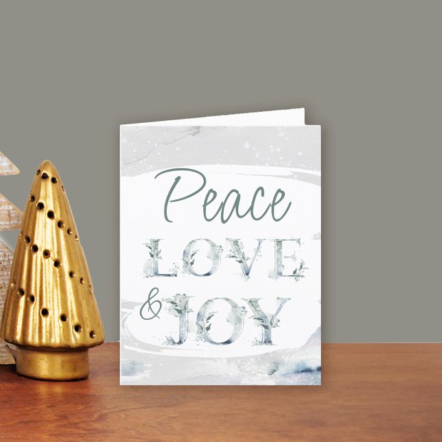 Cartes Pour Fêtes Annuelles Peace Love & Joy Aquarelle Typographie Noël (Peace Love & Joy Christmas Card. Buy professionally printed or as printable digital download.)